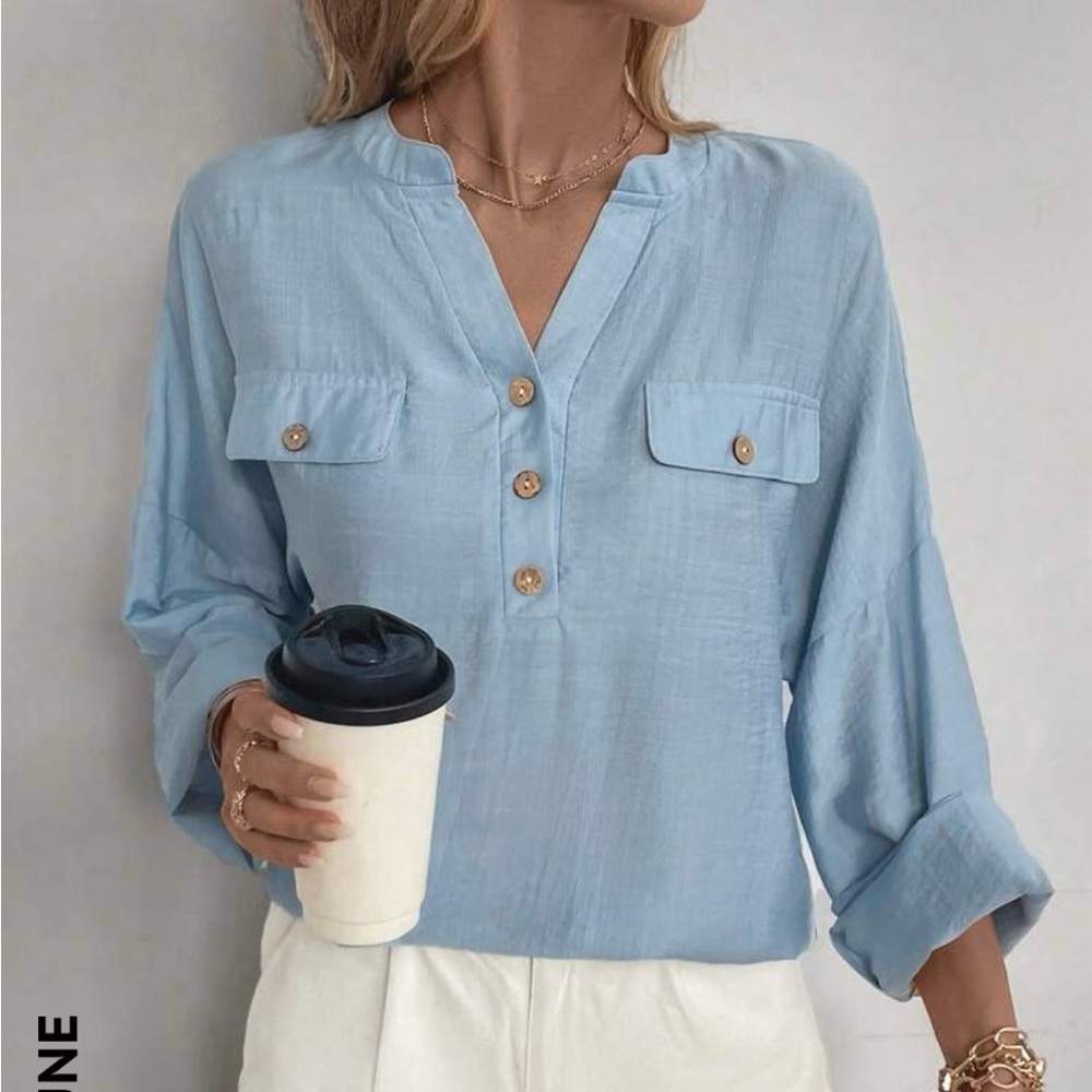 SHEIN lightweight chambray top